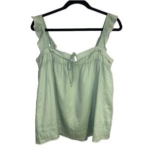 Juicy couture NWT, Vtg y2k flutter sleeve tank top, cotton/silk, green, sz 4